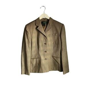 Vintage Ralph Lauren Plaid 100% Wool Blazer Equestrian Preppy Heritage size 6